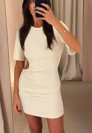 Kookai Ivory Cut-Out Mini Dres