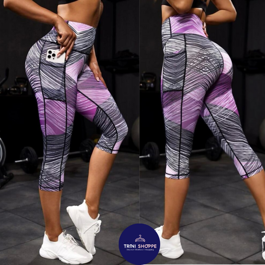 High Waisted Purle 3/4 Sport Leggings w/ pocket