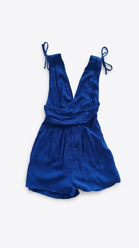 Blue Plunge Romper