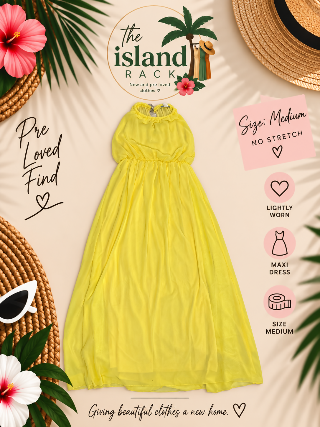 Lemon-Yellow Halter Chiffon Maxi Dress
