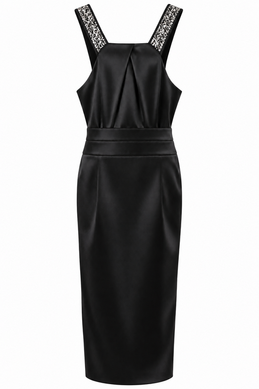 Elegant Black Satin Dress
