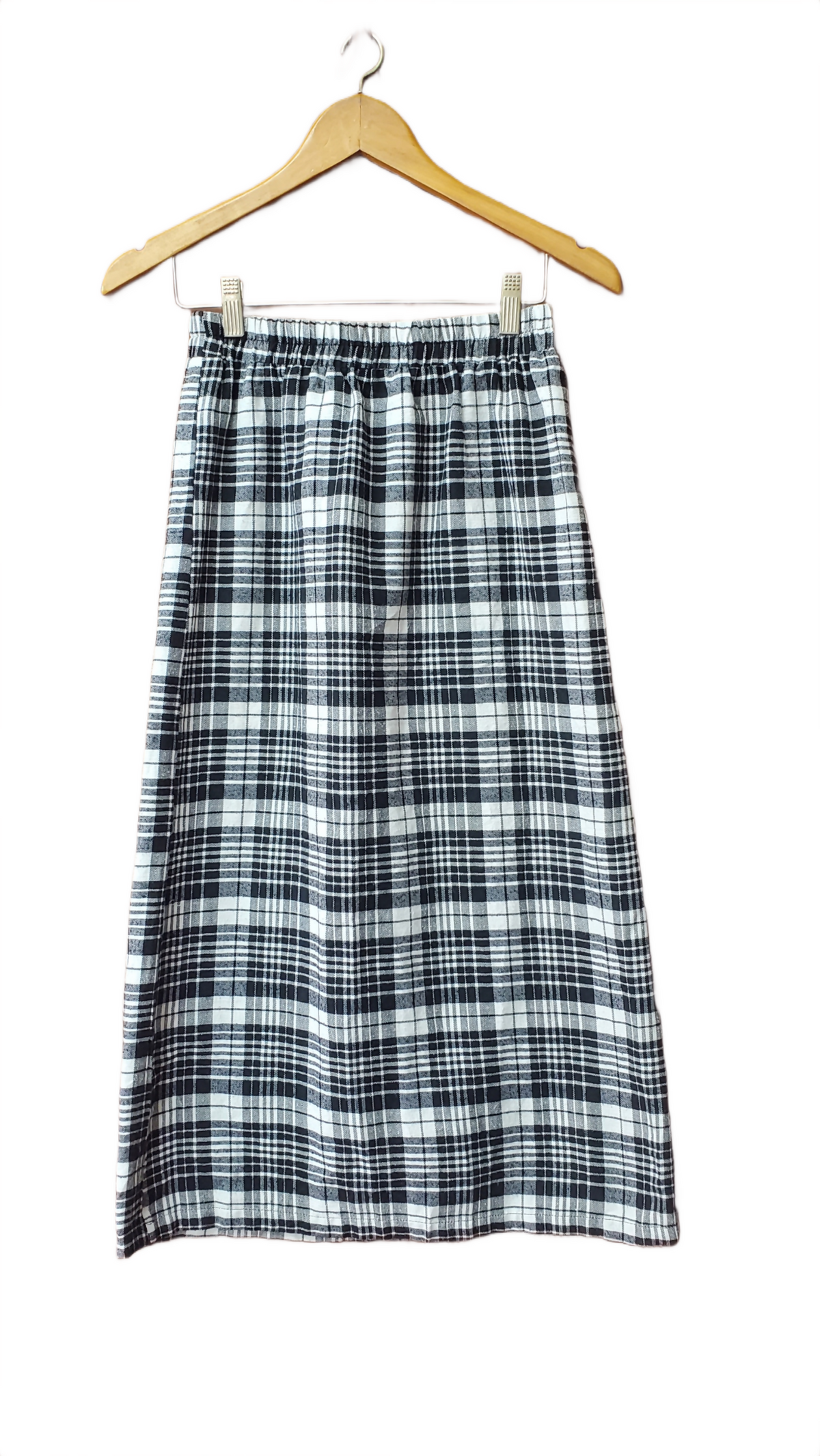 SHEIN Black & White Plaid Straight Maxi Skirt