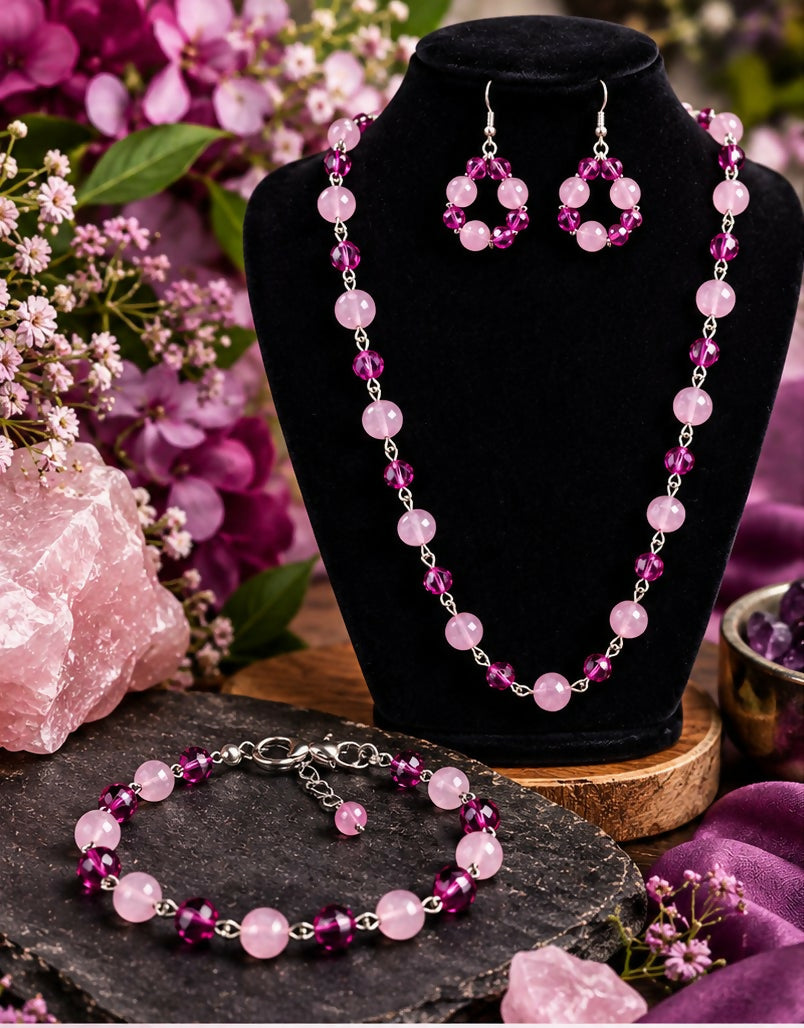 Bracelet, necklace and earrings set