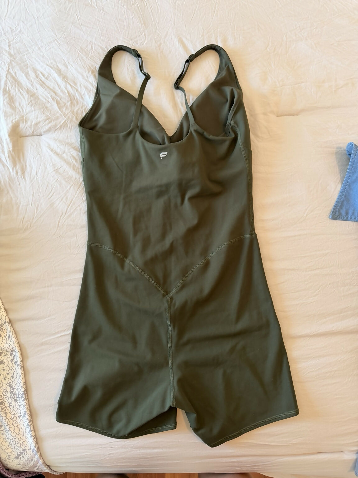 Fabletics PureLuxe TLC Short Jumpsuit 4" in Dark Olive