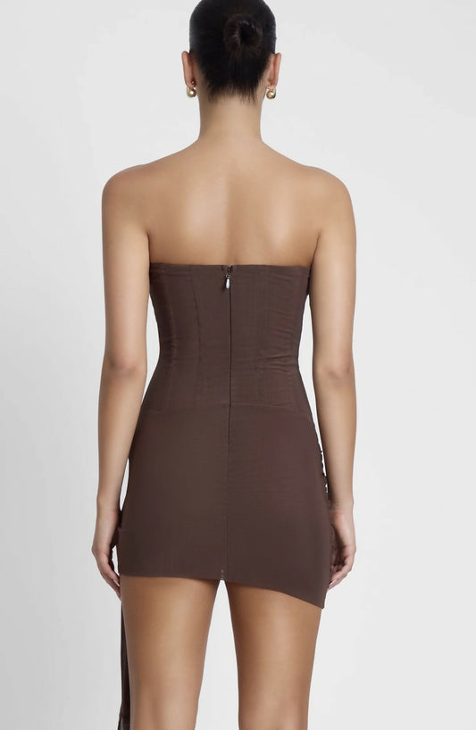 Brown Mesh Corset Mini Dress