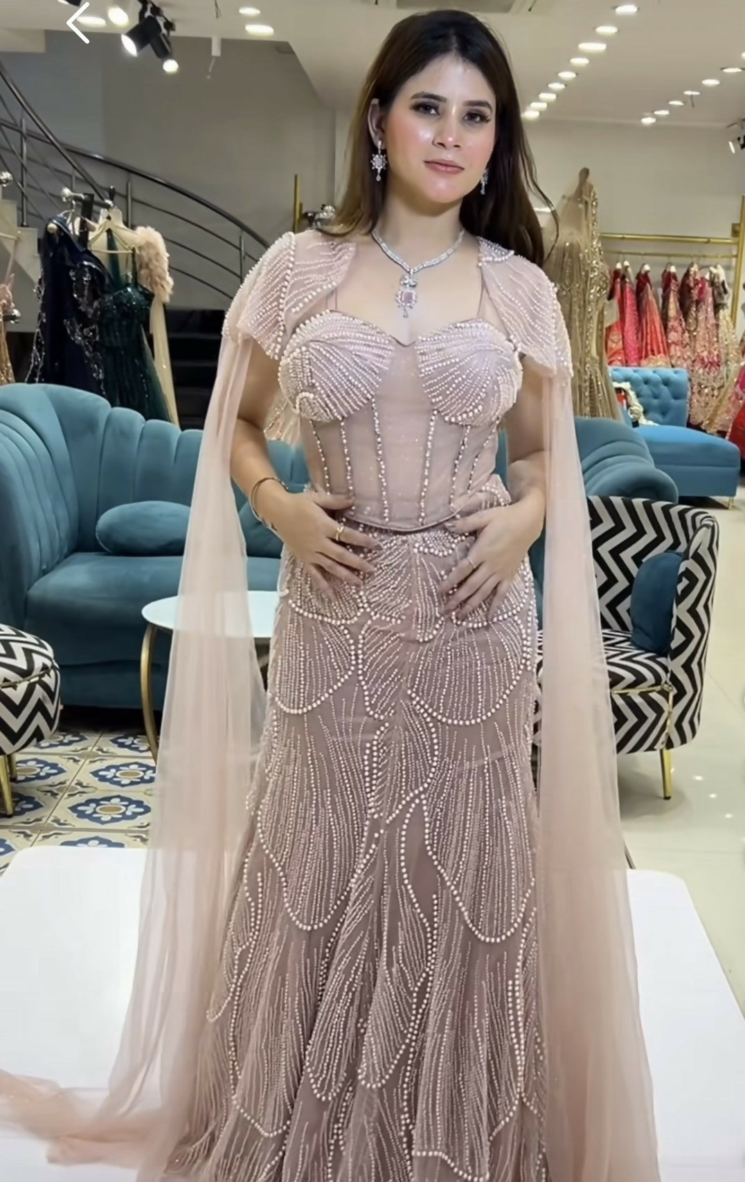 Pearl and diamond Lehenga