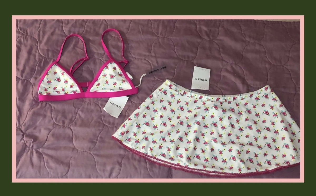 Forever 21 floral bikini top and cover up