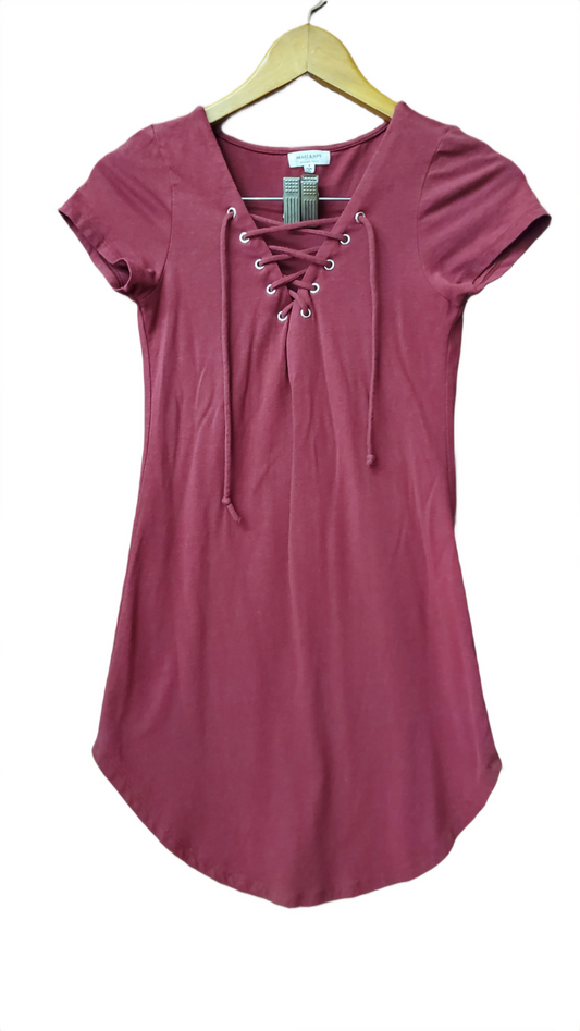 Heart & Hips Maroon Lace-up Casual Dress