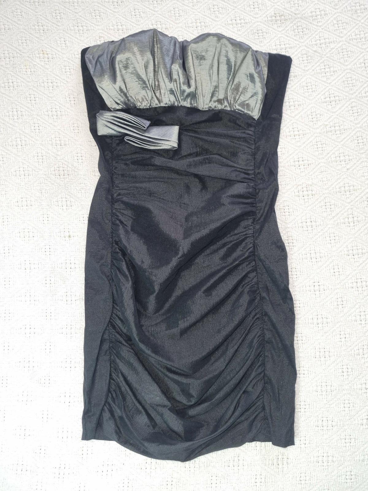 Strapless Black Dress with Silver Panel