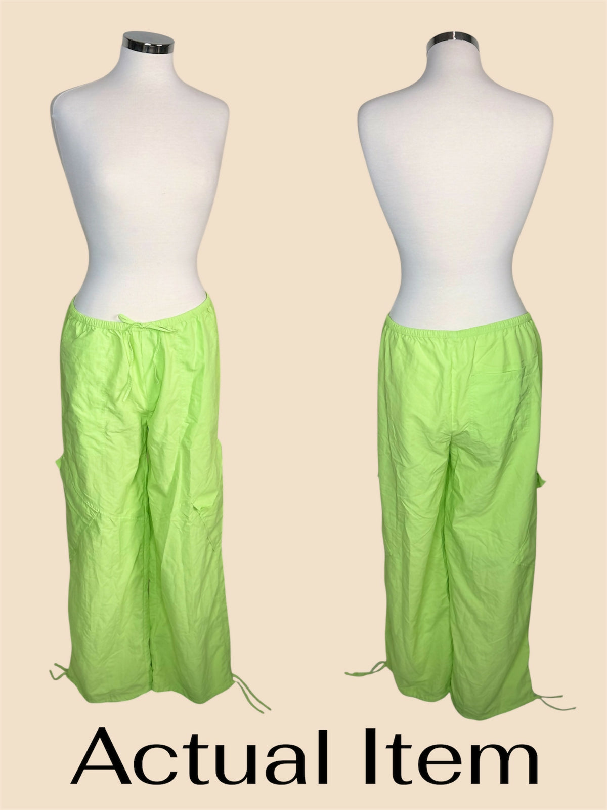 Neon Green Parachute Cargo Pants