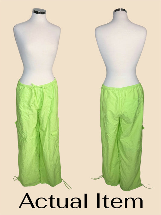 Neon Green Parachute Cargo Pants