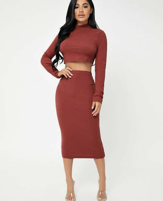 SHEIN Ribbed crop top and pencil skirt