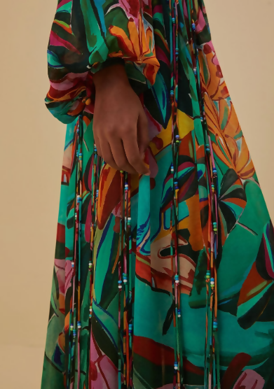 Farm Rio Banana Foliage V Neckline Maxi
