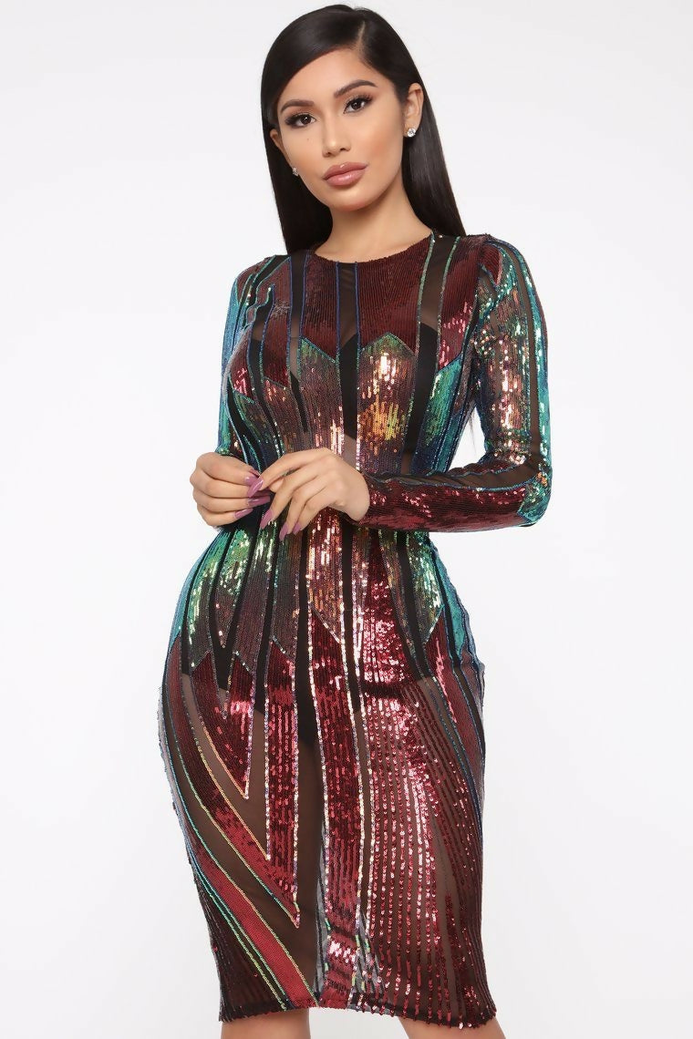 (NEW) See Clearly Sequin Midi Dress
