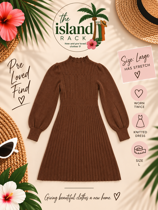SHEIN Mock Neck Cable Knit Sweater Dress