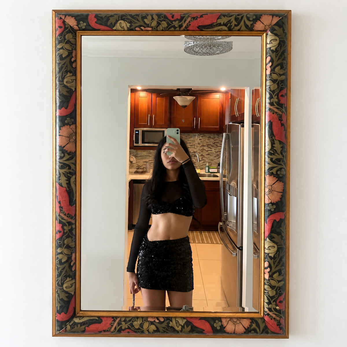 White fox black sequin set