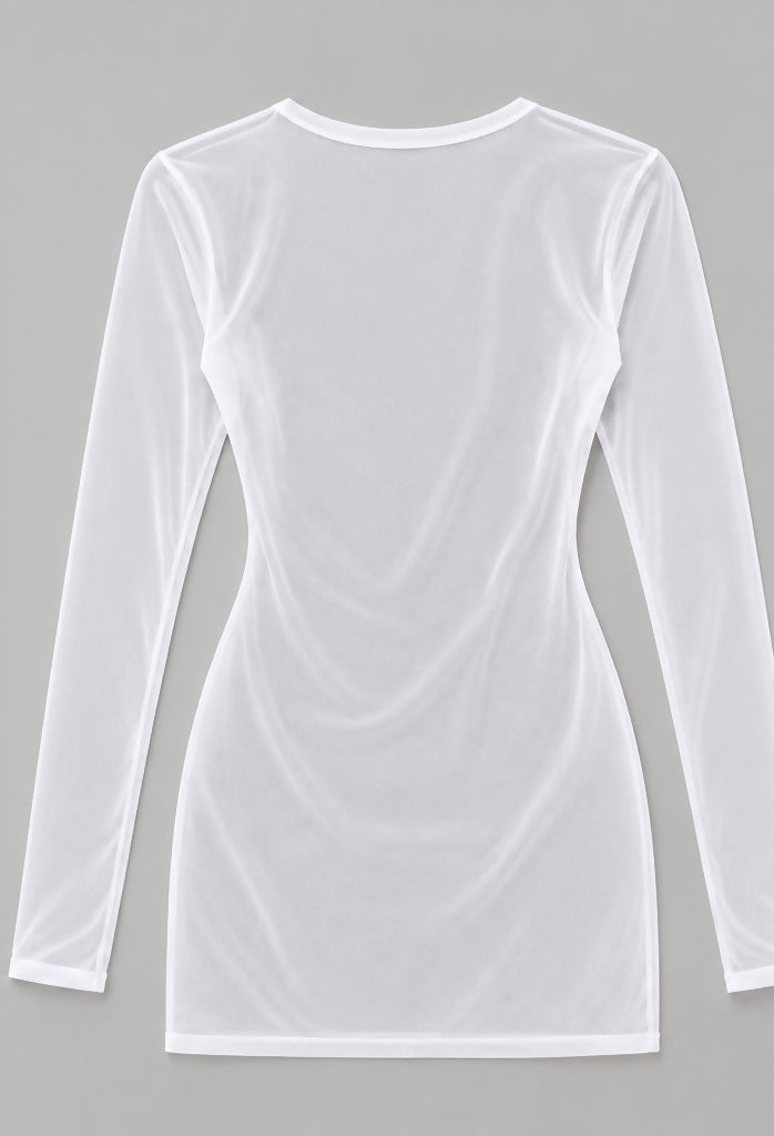 Hot Miami Styles White Sheer Mesh Mini Dress