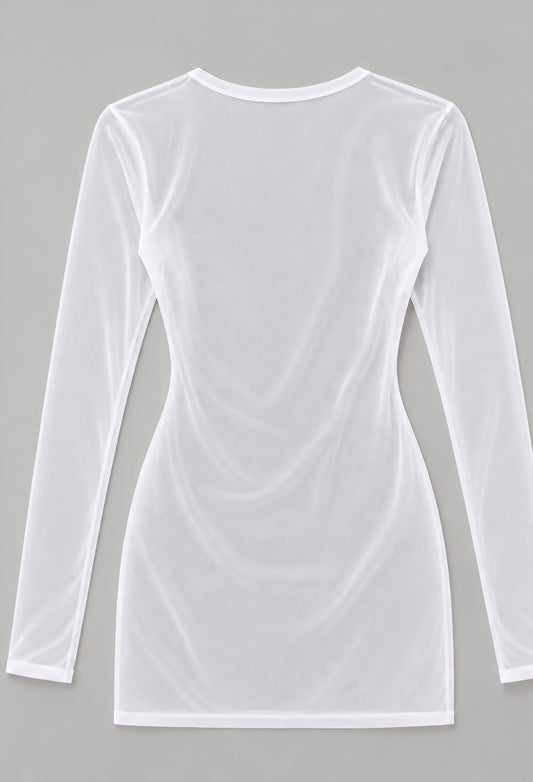 Hot Miami Styles White Sheer Mesh Mini Dress