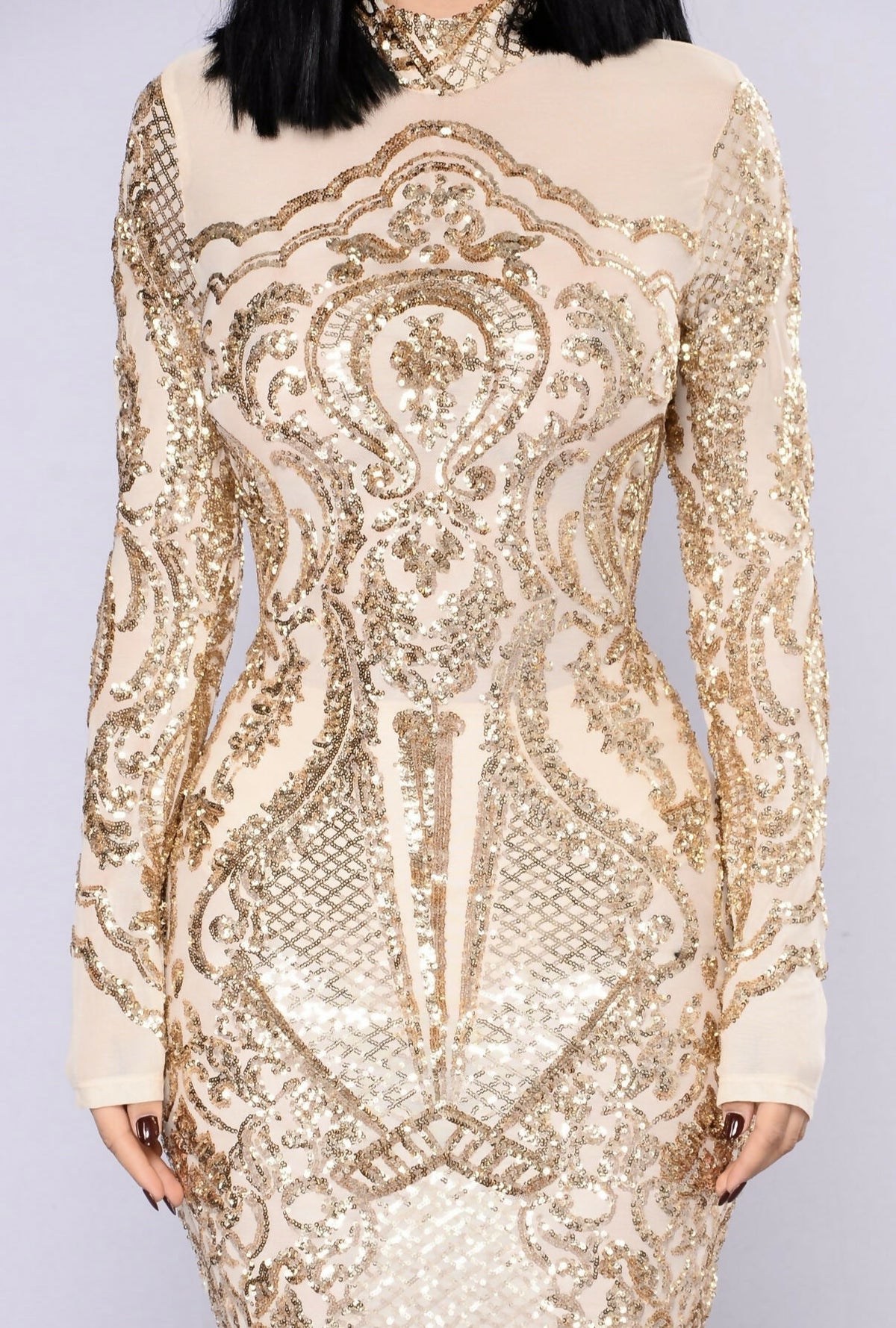 (NEW) Calcy Sequin Mesh Dress