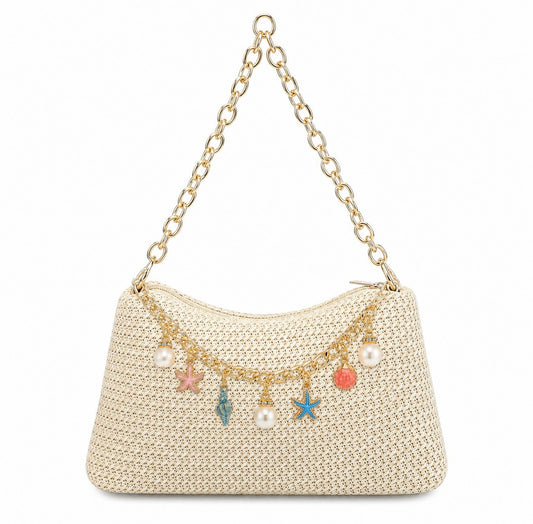 Straw Purse with Gold Chain Strap & Beachy Purse Chain