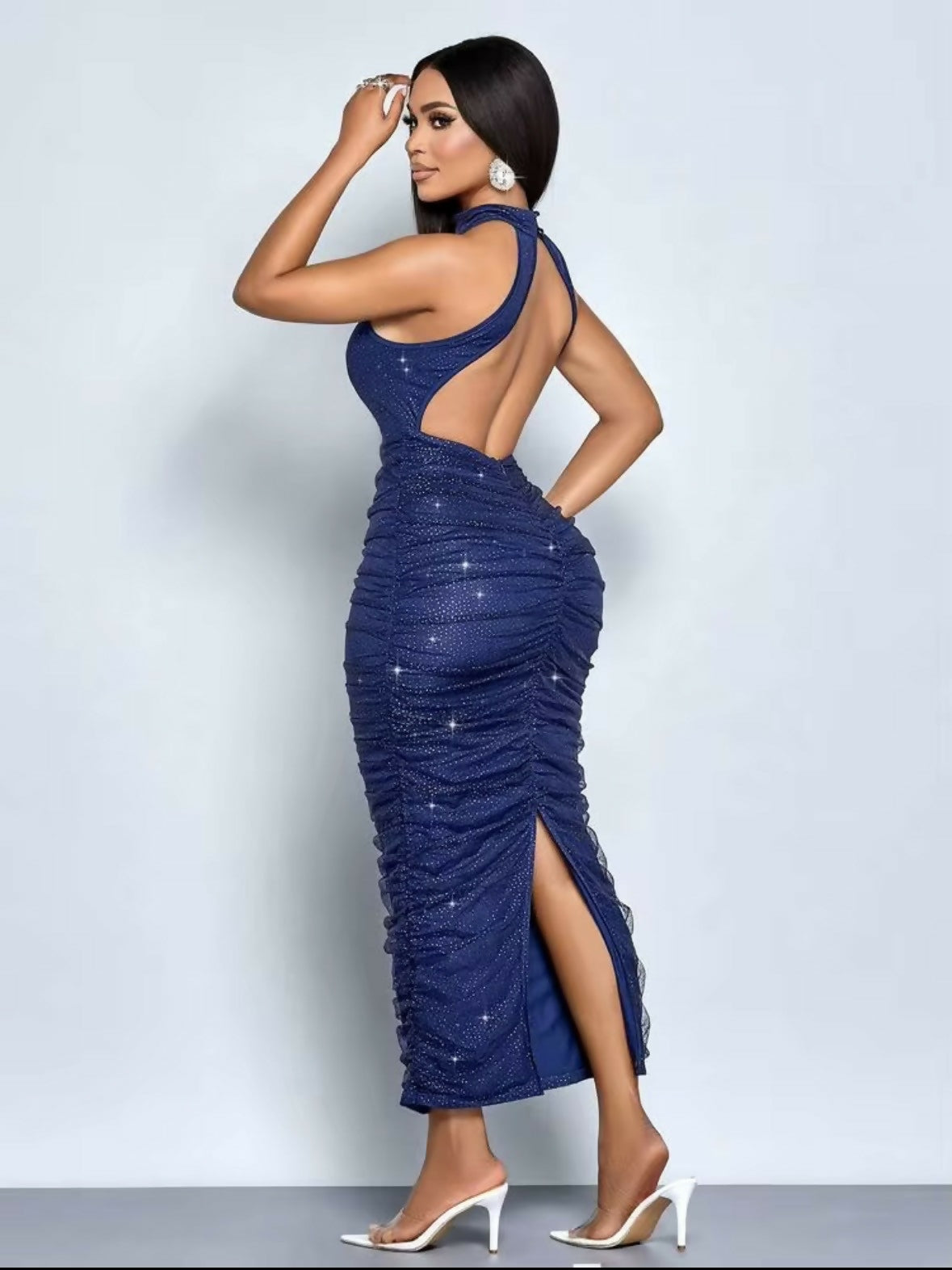 Women’s Elegant Blue Navy Dress with sequins