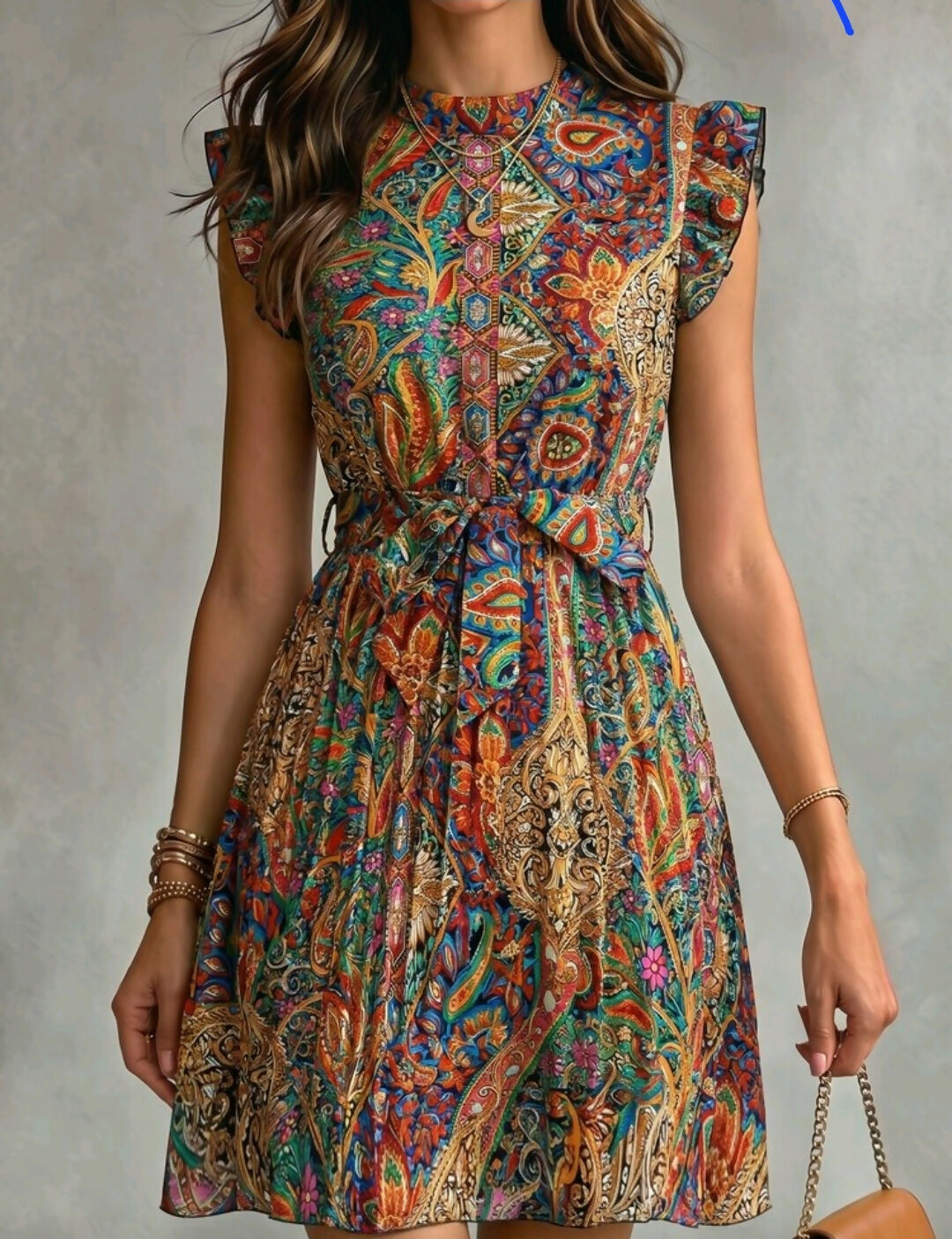 Floral print pleated dress