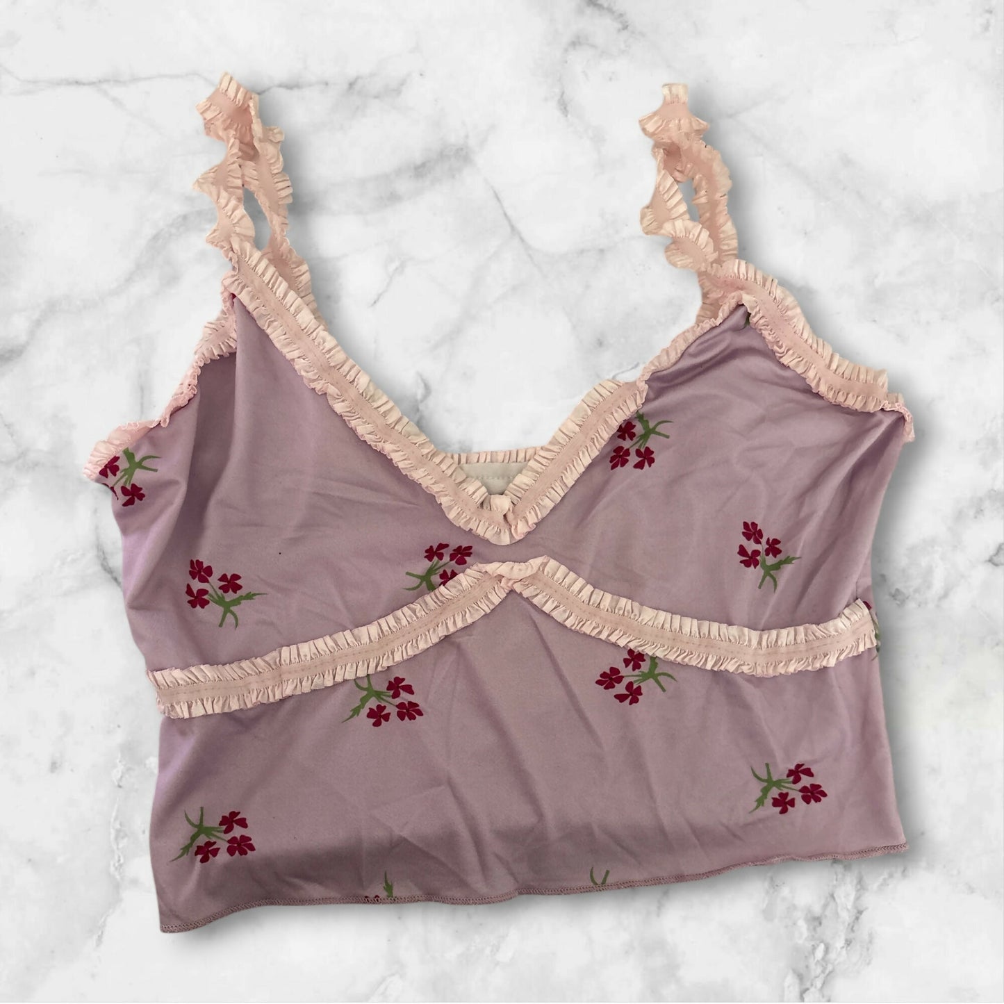 Lavender Floral Bow Applique Cami Top