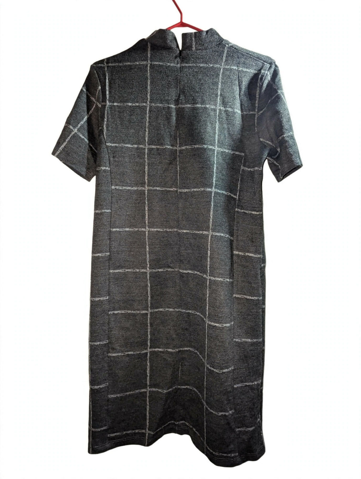 Warehouse Grid Print Mock Neck Dress