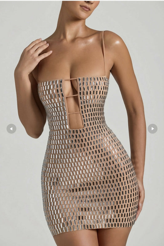 Nude mesh dress