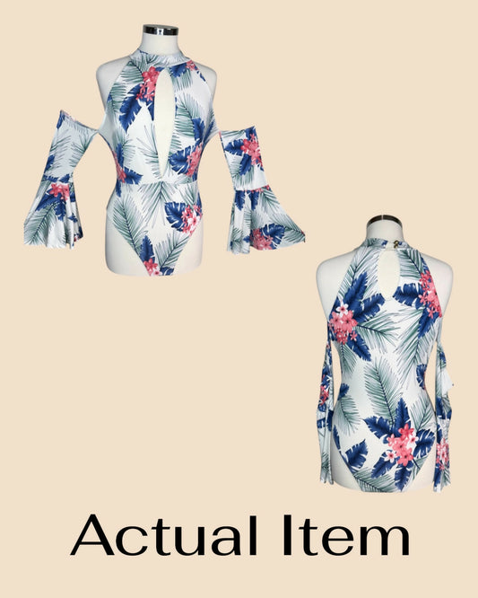 Tropical Floral Cold-Shoulder Bodysuit