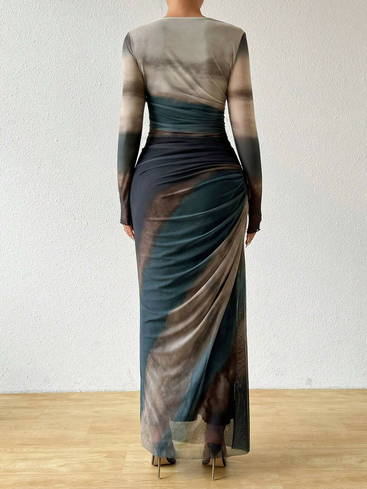 SHEIN Side Ruched Ombre Dress