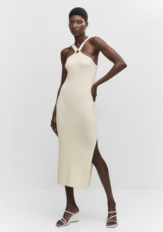 Mango Hoop-Detail Knitted Dress