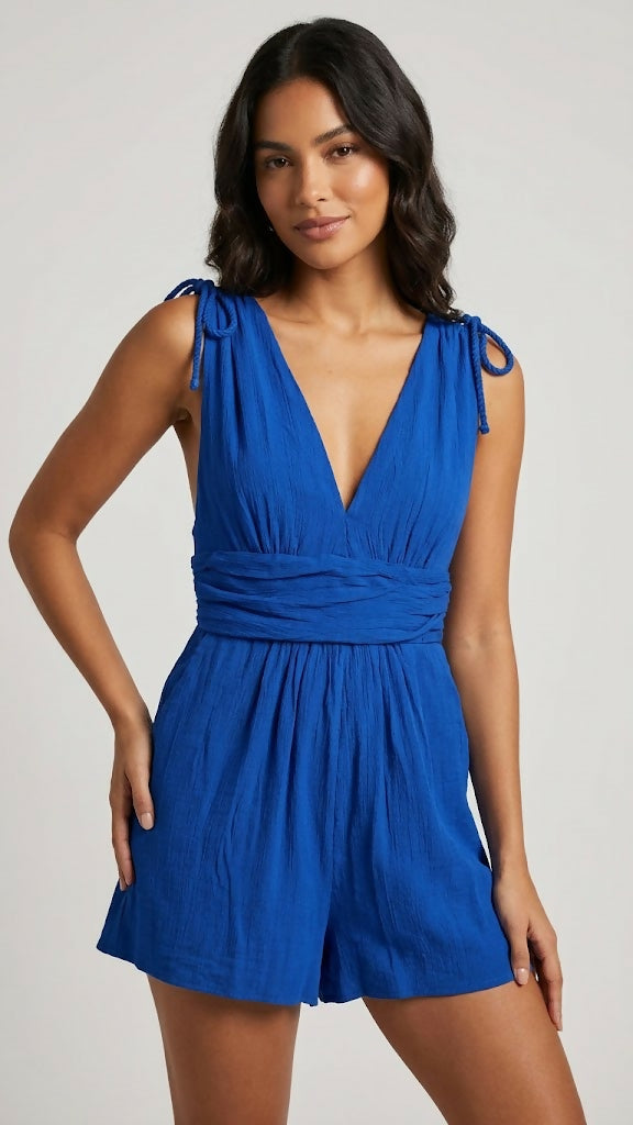 Blue Plunge Romper