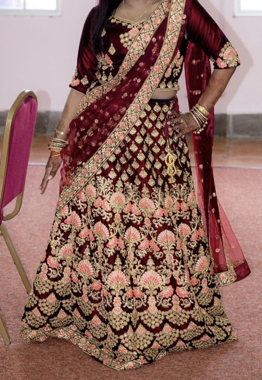Burgundy Lehenga