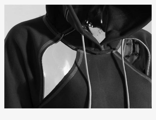 Crop Pullover Cutout Backless Bandage Hoodie
