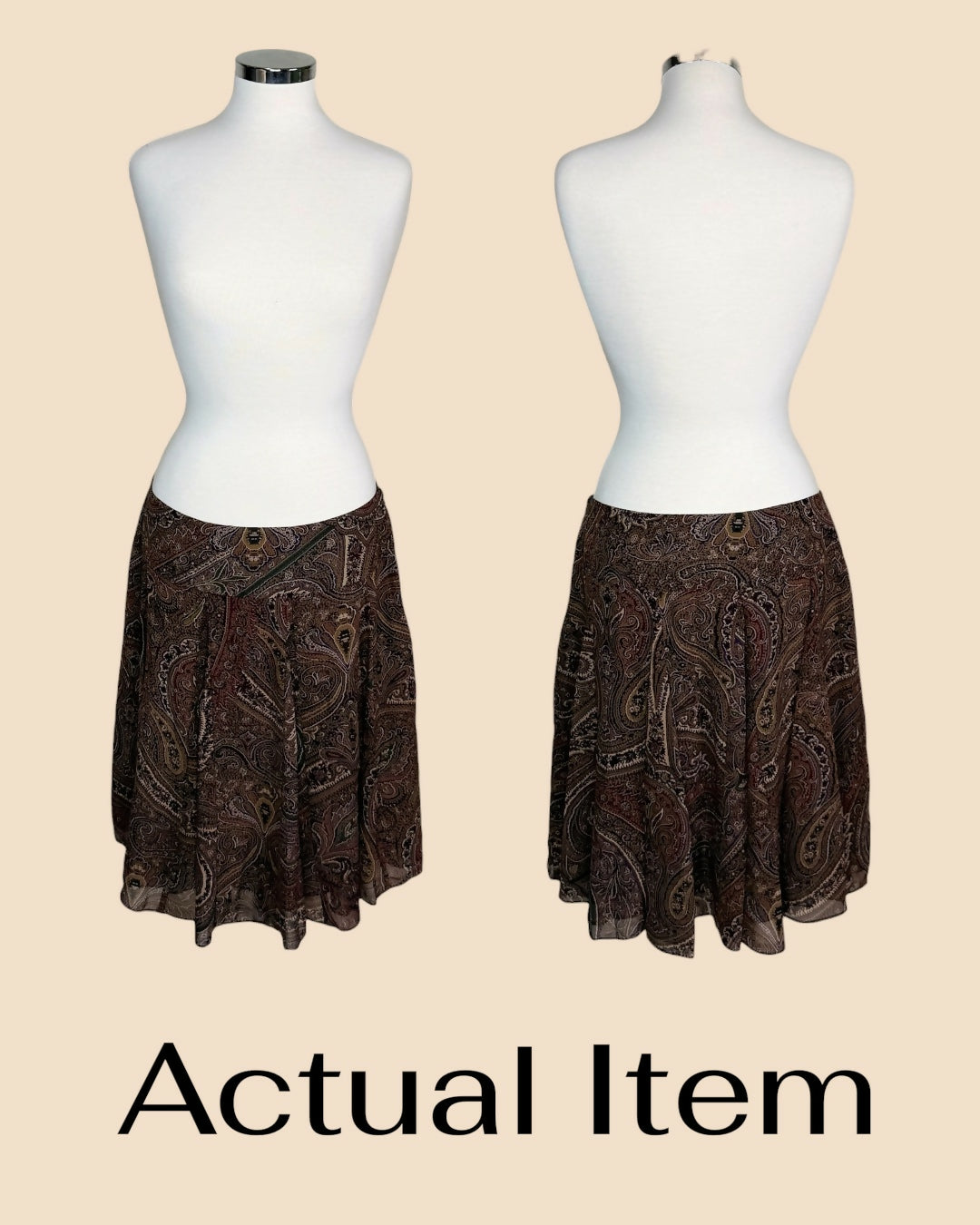 Brown Paisley Print A-Line Skirt
