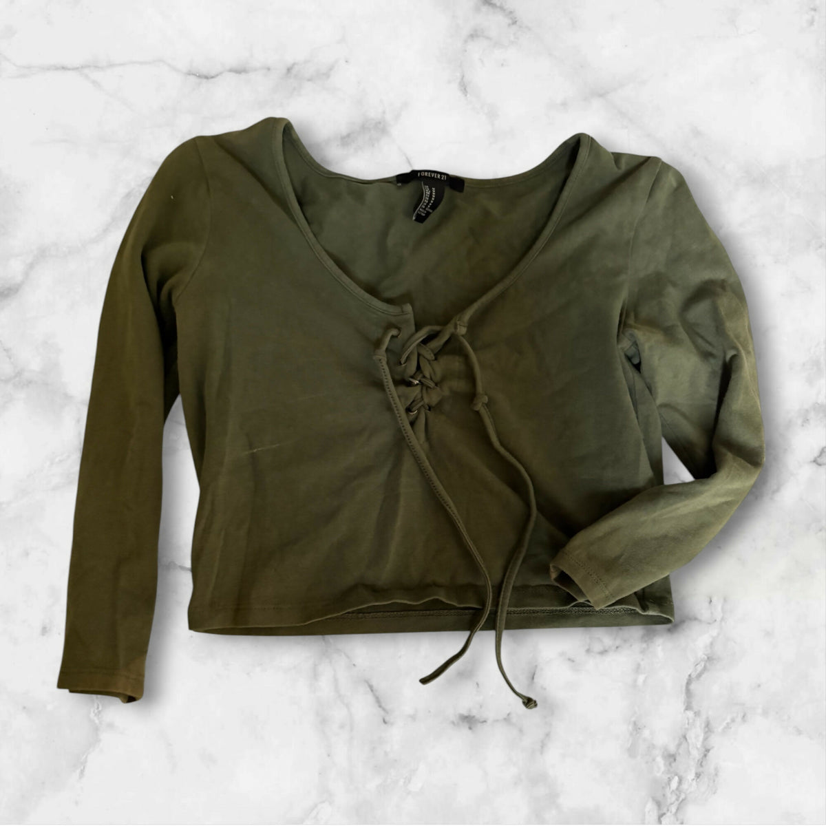 Long Sleeve Henley Crop Top