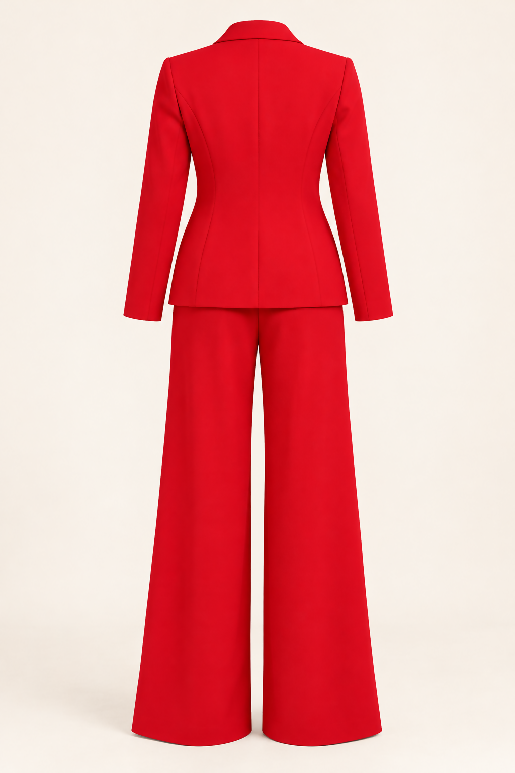 Red Tailored Blazer & Wide-Leg Trouser Set