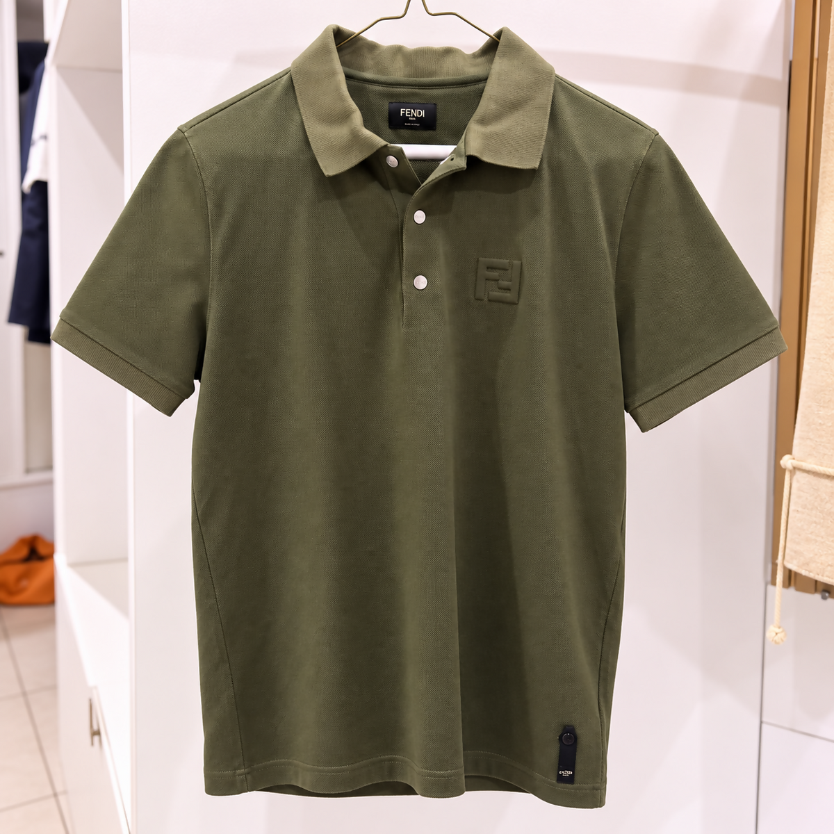 Fendi Embossed FF-Logo Polo Shirt in Olive Green