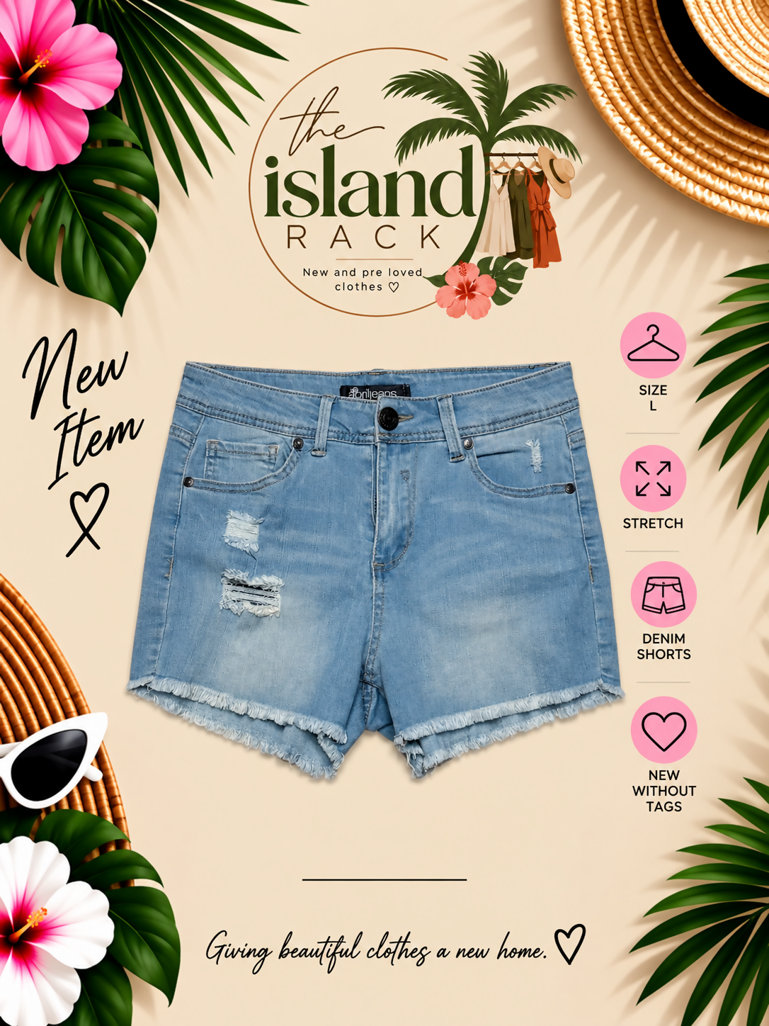 FashionNova Light Wash Distressed Denim Shorts
