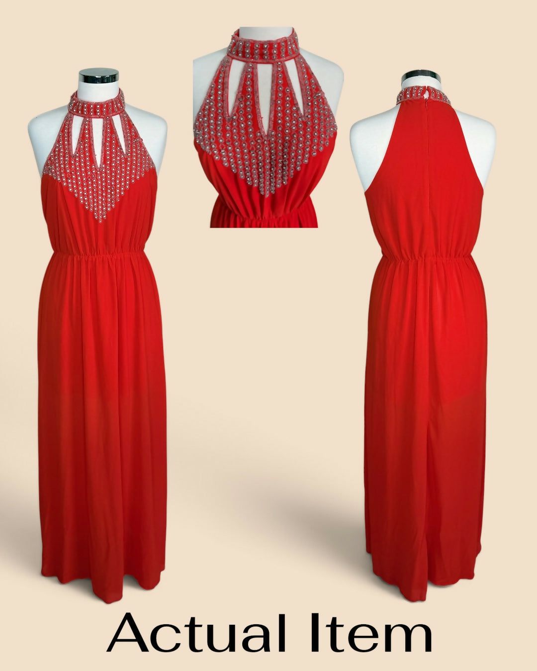 Neon Orange Formal Maxi Dress
