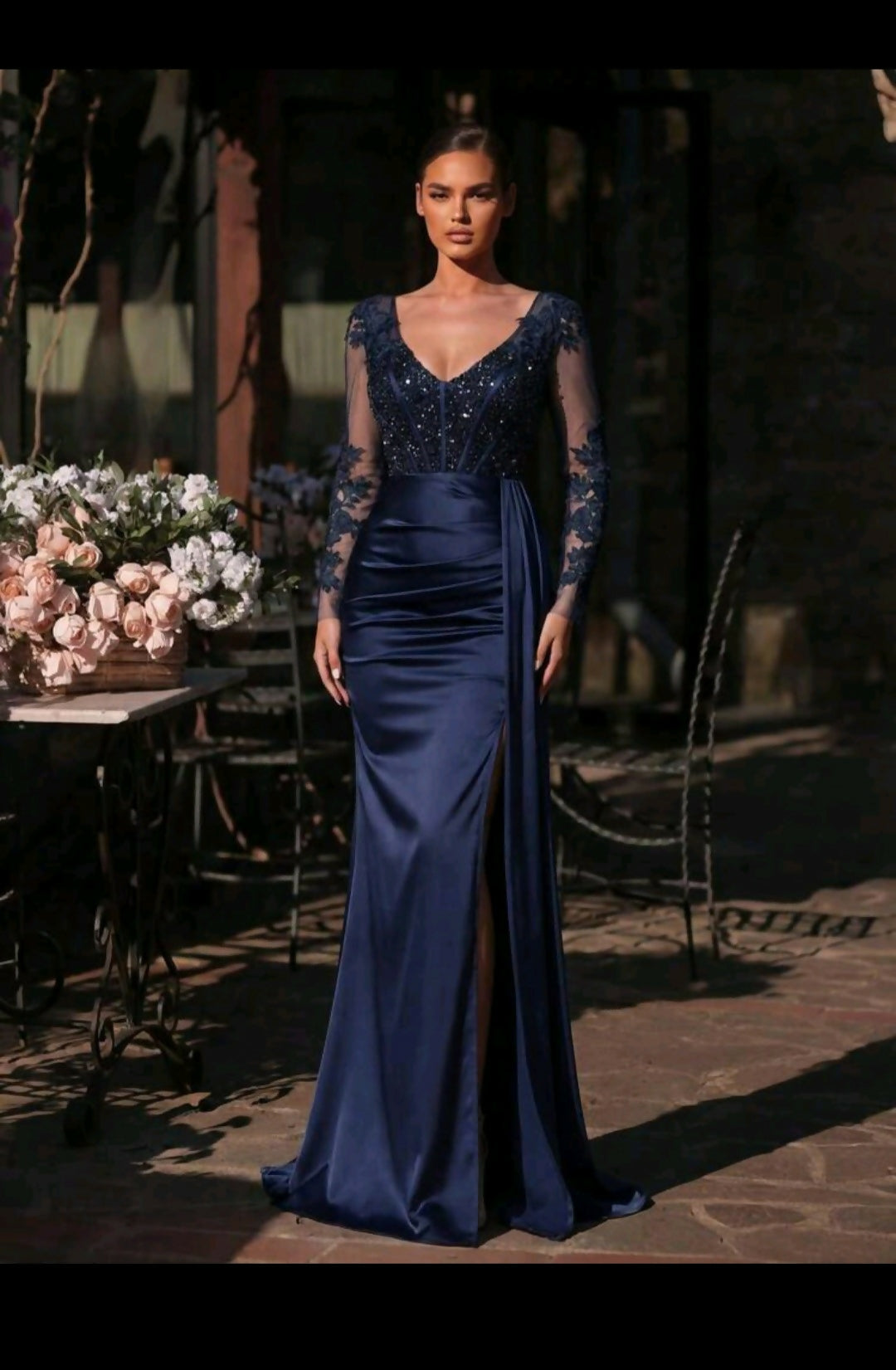 Navy blue wedding gown