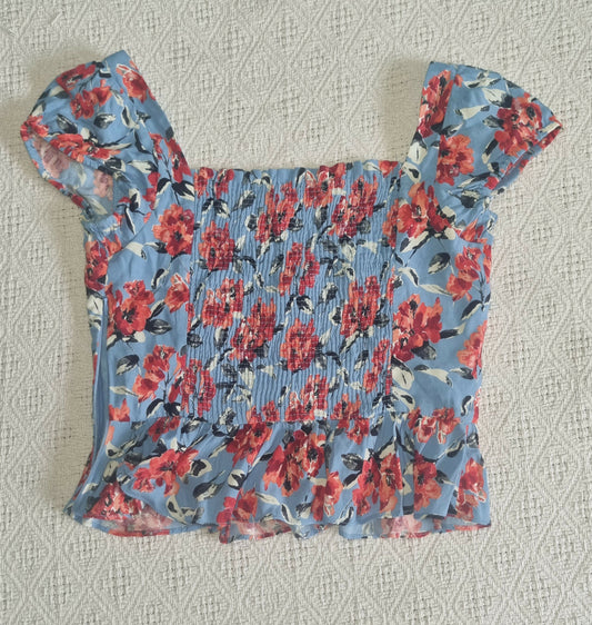Zara Floral Crop Top with Zipper Detail
