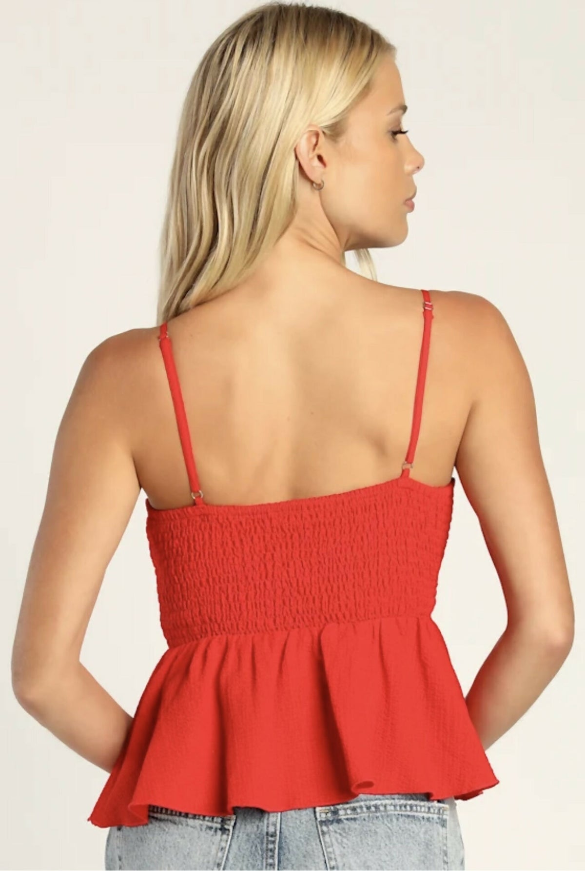 Lulus Feelin' the Flirt Red Textured Pleated Ruffled Cami Top