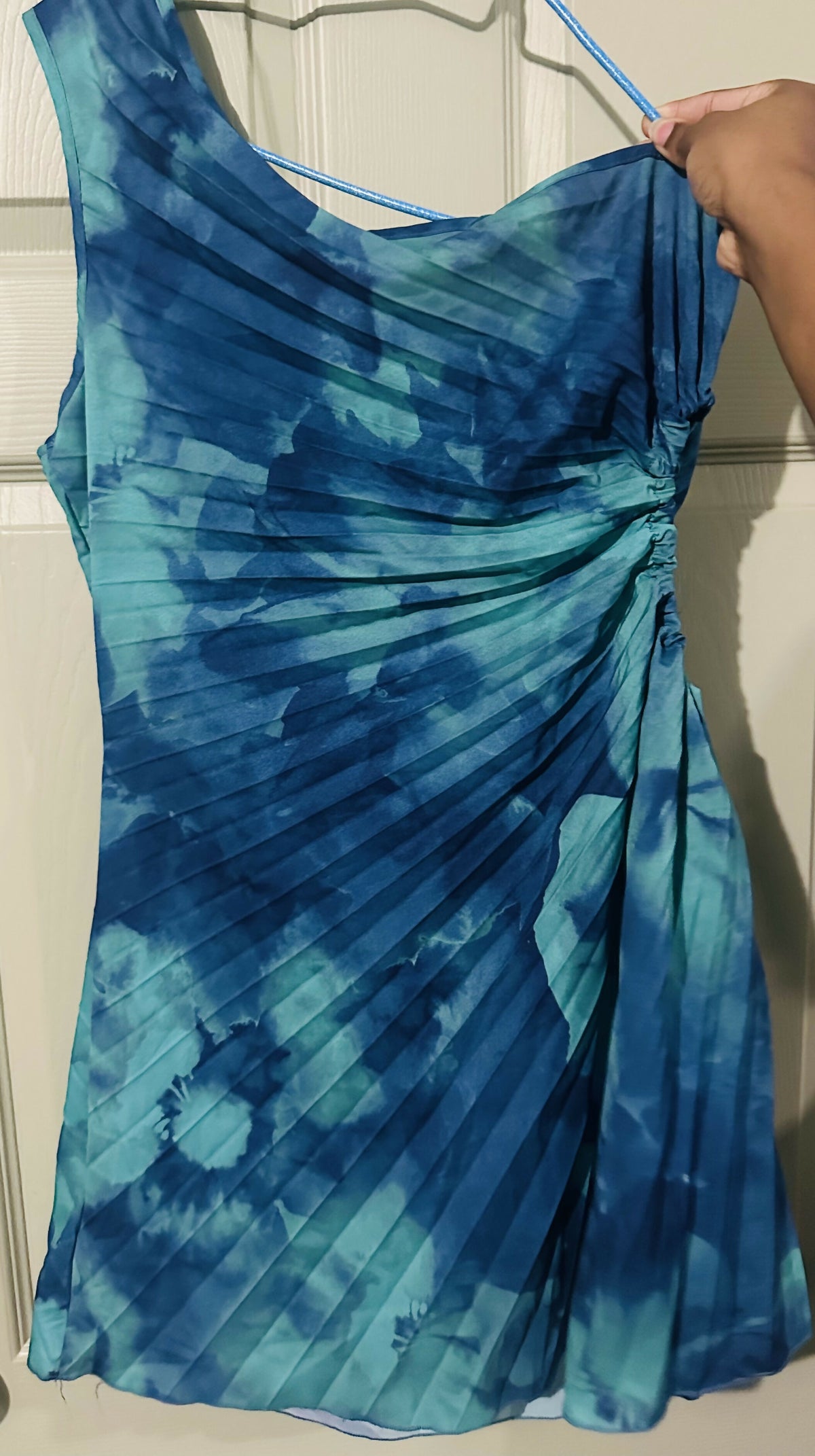 Shein Firerie Summed Vacation Tie Dye Print Pleated Asymmetric Dress