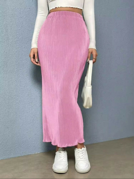 SheIn Plissè Pleated Lettuce Trim Skirt