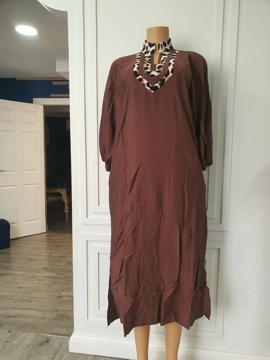 Brown Kaftan Midi Dress