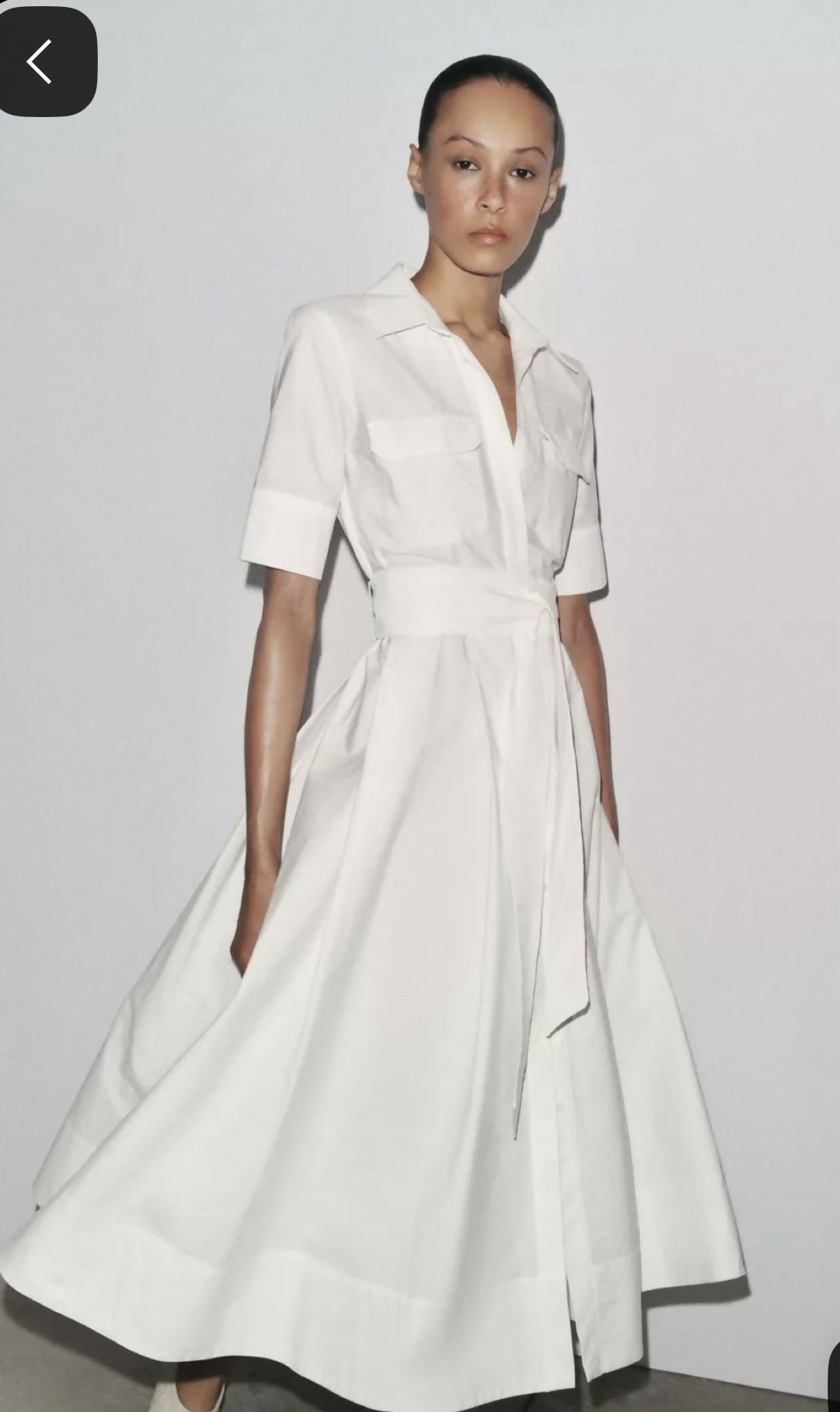 ZW ZARA Collection Poplin Midi Belted Dress
