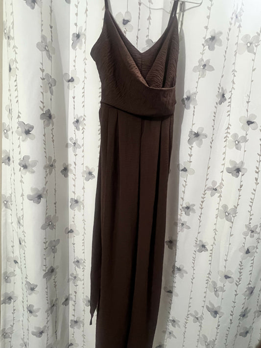 Chocolate Brown Tie-Waist Jumpsuit