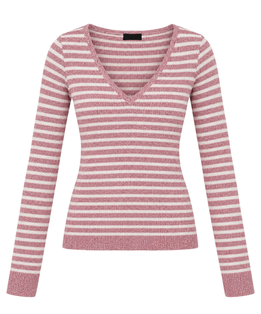 Pink and White Striped Sweater